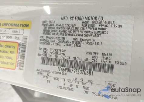 2014 Ford Fusion Se from USA, damaged, VIN 1FA6P0H79E5370581